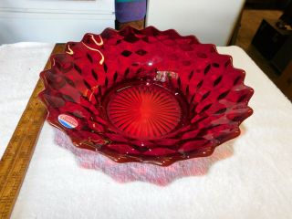Vintage Fostoria American Ruby Red Footed Bowl 10 "