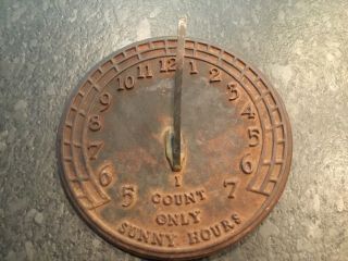 Cast Iron Virginia Metalcrafters Garden Decor Sundial " I Count Only Sunny Hours "