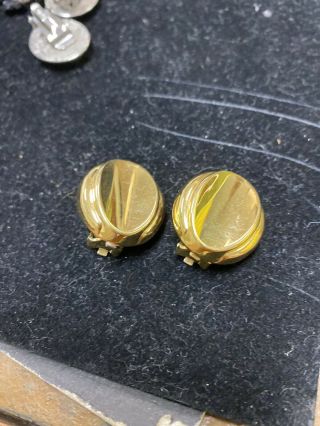 Vintage Christian Dior Gold Classic Design Clip On Earrings