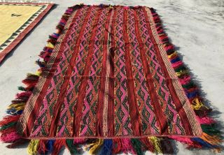 Hand Knotted Vintage Afghan Gajari Dress Kilim Kilm Wool Area Rug 5 X 2 Ft