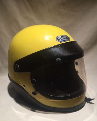 Vintage Shoei S - 20 Motocrcycle Helmet M Yellow 1980 Made In Japan Full Face