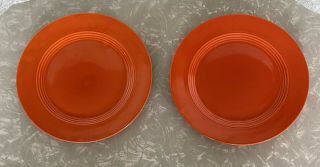 Homer Laughlin Harlequin Red Orange Dinner Plates 10 " - Set Of 2