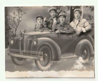 Vintage Chinese Pla 1950s Studio Photo Prop Car Painted Backdrop China
