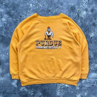 Vintage 80s Champion Purdue University Boilermakers Raglan Sweatshirt Flocked Pr