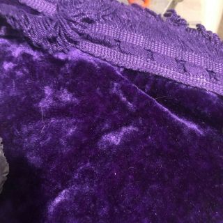 Vintage Crushed Velvet Bedspread Twin Size Purple W/ Fringe In Open Bag