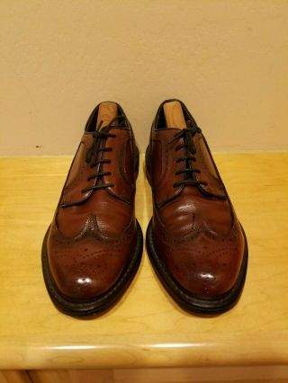 Vintage Florsheim Brown Leather Long Wingtip Oxford Shoes 10.  5 D 75676 Gunboat