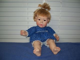 Vintage 1984 Hasbro J Turner Real Baby Doll 20 " Weighted Brown Eyes W/ Eyelashes