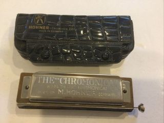 Vintage M.  Hohner Chromonica Harmonica Germany 260 Key G Fitted Case