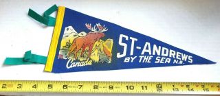 Vintage St.  Andrews By The Sea Brunswick Canada Felt Pennant 12 " {cs301}
