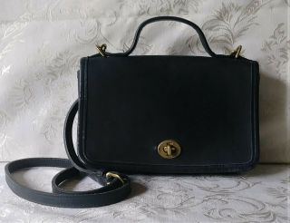 Vintage Coach Black Leather Casino Hand Bag Shoulder Bag Style 9924 Made Usa