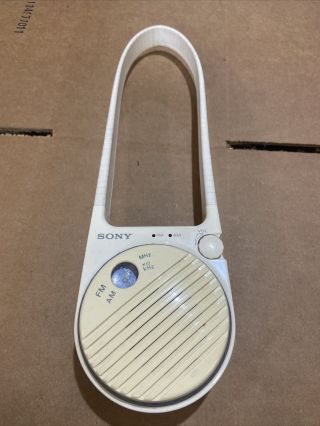 Vintage Sony Tap Tunes Shower Water Resistant Icf - S78w Fm/am Radio Hanger Belt