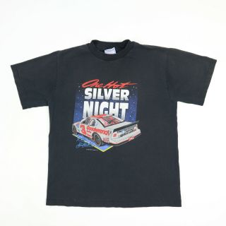 Vintage 90s Dale Earnhardt Racing T - Shirt One Hot Silver Night Usa Nascar Kids L