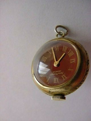 Vintage Jean Perret Geneve Round Pendant Watch,  Crystals On Both Sides,
