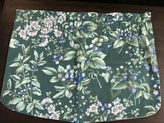 Vintage Laura Ashley Bramble Berry Green Floral 3 Piece Valance Swag Curtain Set