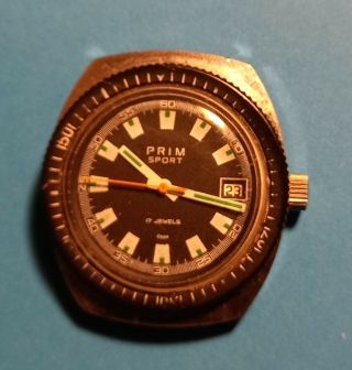 Vintage Czechoslovakien Wristwatch Prim Sport Date 17 Jewels