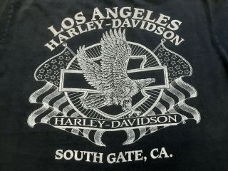 Vtg 90s 1991 3d Emblem Harley Davidson Los Angeles Double Sided T Shirt Medium M