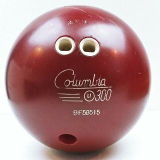 Vintage Columbia 300 Bowling Ball Drilled 15 Lbs.  Wine Colored U - Dot