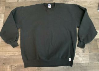 Vintage 1990s Blank Russell Athletic Crewneck Sweatshirt Size Xl Black Logo