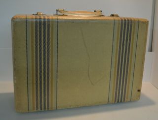 Vintage Brown Striped Tweed Suitcase 15 " X 5 " X 10 "