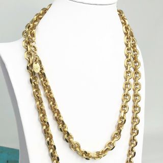 Vintage Vendome Brushed Gold Tone Chunky Link Chain Necklace Heavy Long 36 "