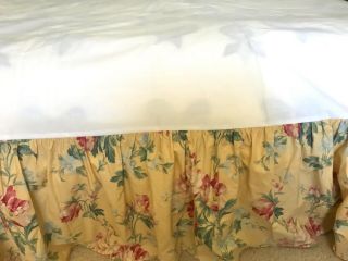 Vtg Ralph Lauren Bed Skirt Dust Ruffle Parsonage Queen Eeuc Yellow Floral