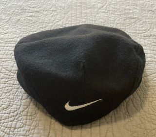 Vintage Nike Golf Flat Cap Newsboy Cabbie Driving Hat Black Wool Polyester Large