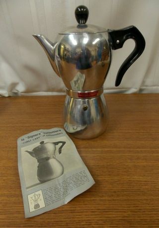 Vintage La Signora Caffettiera Aluminum Stovetop Espresso Coffee Maker Italy