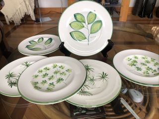 Vtg Set Of 6 Pizzato Hand Painted Italian Pottery Salad Appetizer Plates 8.  5”