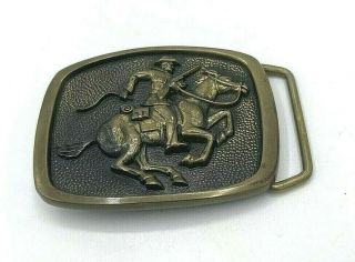 Vintage BTS Winchester Gun Rifle Cowboy Horse Rider Hunting Brass Belt Buckle 3