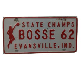Evansville Indiana Boss High School Basketball State Champs 62 License Plate Vtg