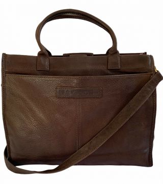 Fossil Unisex Vintage Defender Portfolio Messenger Bag Briefcase Brown Leather