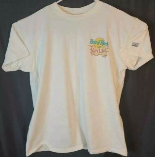 Hard Rock Cafe Key West Mens Xl Graphic T - Shirt White 100 Cotton Vintage Tee