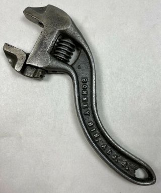Rare Vintage Bonney 8 " S Shaped Adjustable Crescent Wrench Allentown Pa Usa Tool