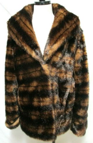 Terry Lewis Classic Luxuries Vintage Faux Fur Mink Coat 60 