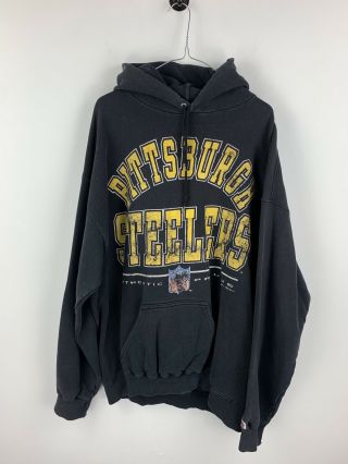 Vintage Pittsburgh Steelers Hoodie Size Xl Black 90s Sweatshirt Nfl Proline