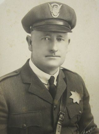 Vintage Chp Officer Photo California Highway Patrol Hat Badge Belt C.  1930 