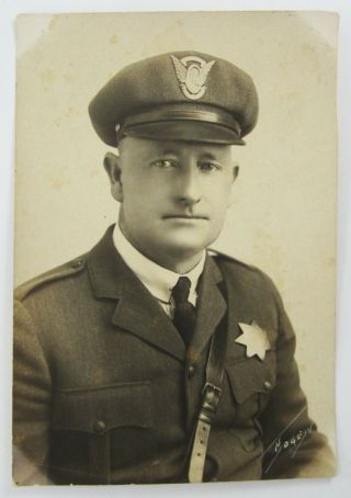 Vintage CHP Officer Photo California Highway Patrol Hat Badge Belt c.  1930 ' s 2