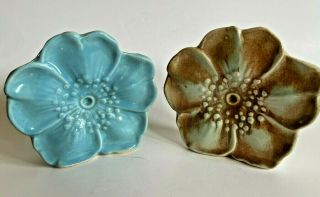Vintage Mccoy Pottery Wall Pockets Blue Blossom & Rustic Line