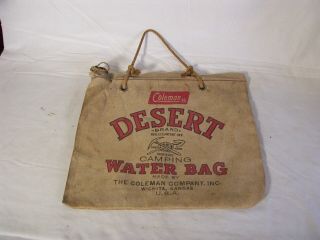 Vintage Coleman Canvas Water Bag For Automobiles Desert Camping Flax Duck Usa