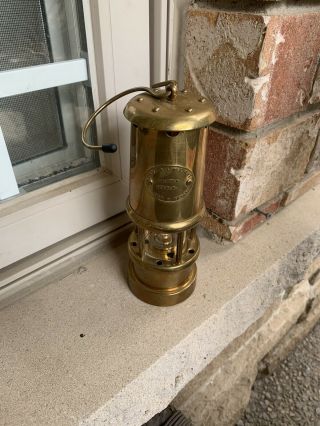 Vintage Brass Miners Lamp Made In Wales