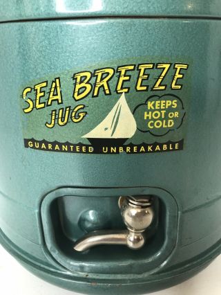 Vintage Sea Breeze Metal Beverage Jug Picnic Cooler with Spigot Spout 1 Gallon 2