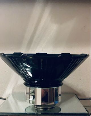 Vintage L E Smith Glass Art Deco Style Black Amethyst Large Bowl