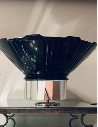Vintage L E Smith Glass Art Deco Style Black Amethyst Large Bowl 2