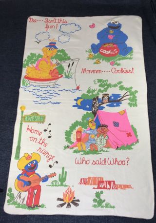 Vintage Sesame Street Blanket Chatham Tag Along Throw Camping Muppets Kids