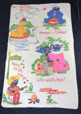 Vintage Sesame Street Blanket Chatham Tag Along Throw Camping Muppets Kids 3