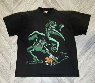 Novel Teez Vintage Miami Hurricanes Football T - Shirt - Mens Xl Black 90 