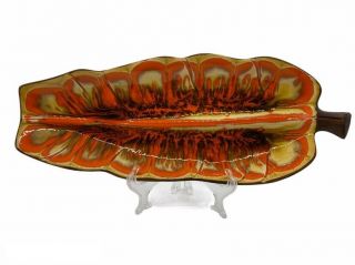 Vintage Treasure Craft Ceramic Orange Glaze Leaf Tray Platter – Cond