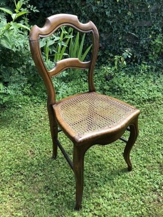 Ancienne Chaise Style Louis Philippe Bois,  Assise Cannée Vintage