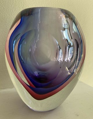 Heavy Vintage Art Glass Paperweight Vase Amethyst Purple 3.  5 Lbs / 5 " Height