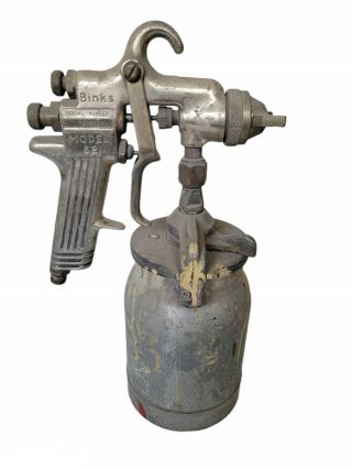 Vintage Binks Model 62 Paint Spray Gun And Pot  Needle Moves